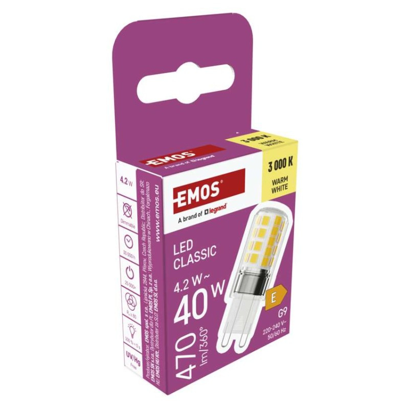 LED žiarovka Classic JC / G9 / 4,2 W (40 W) / 470 lm / teplá biela 7