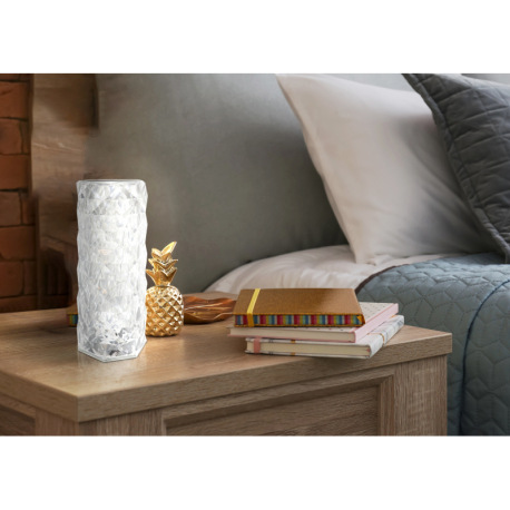 Nabíjateľná stolová lampa číry plast s krištáľovým efektom, dotykové zapnutie/vypnutie, stmievateľná 4
