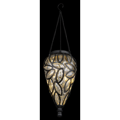 Solárne svietidlo, kov čierny, plast čierny, plast priehľadný, IP44, ozdobná kvapka na zavesenie, ak 11