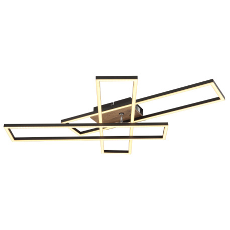 Stropné svietidlo, kov čierny, MDF vzhľad dreva tmavý, hliník čierny, plast biely, chróm, polohovate 5