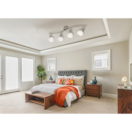 Stropné svietidlo, kov nikel matný, sklo biele, ŠxV: 700x210mm, vrátane žiaroviek 4xE14 5W 230V, výs 2