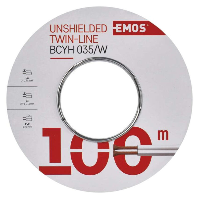 Dvojlinka netienená 2×0,35mm biela, 100m 2