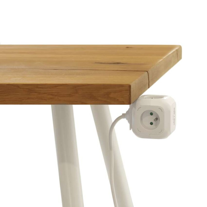 Predlžovací kábel - kocka 1,9 m / 4 zásuvky / biely / PVC / s USB / 1 mm2 8