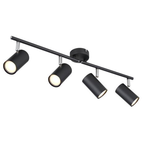 Stropné svietidlo, kov čierny matný, chróm, otočné/výklopné, DxŠxV: 600x80x145mm, bez žiaroviek 4xGU