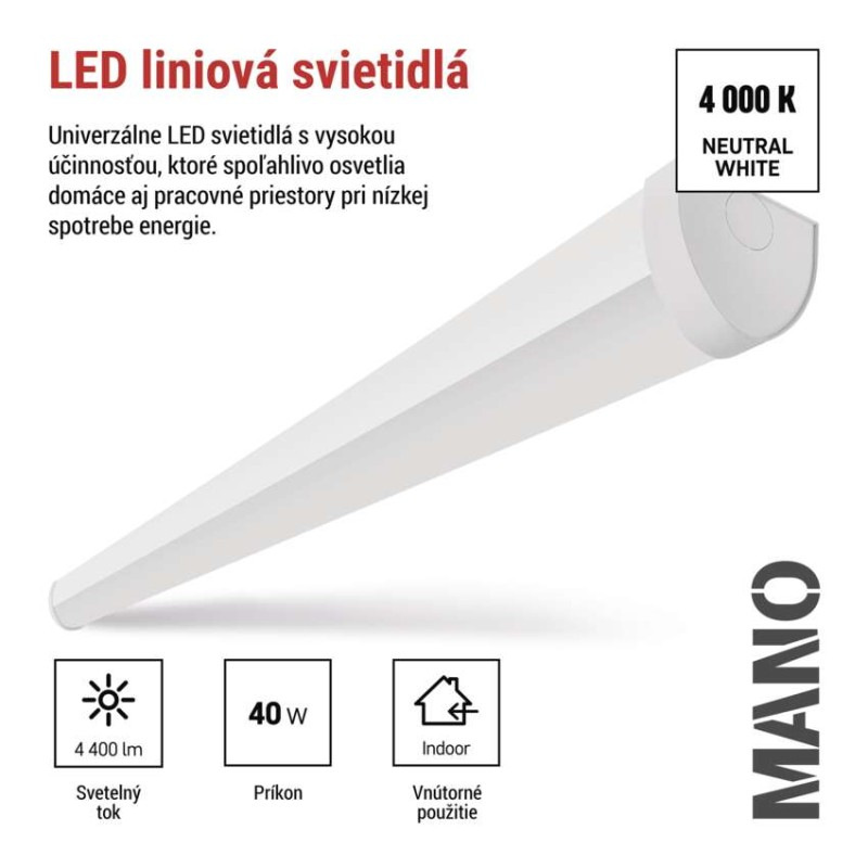 LED liniové svietidlo MANO 40W, neutrálna biela 1
