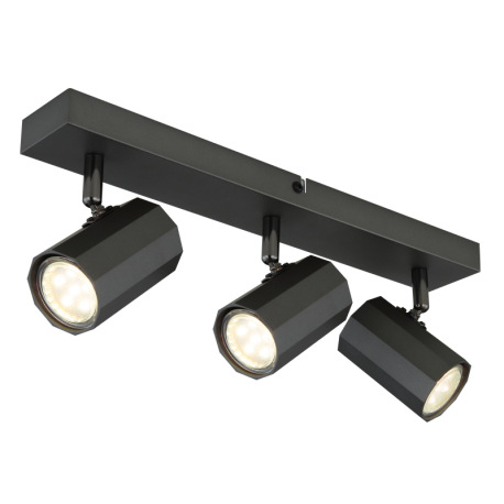 Stropné svietidlo, kov sivý matný, hliník sivý matný, DxŠxV: 390x60x145mm, bez žiaroviek 3x GU10, ma