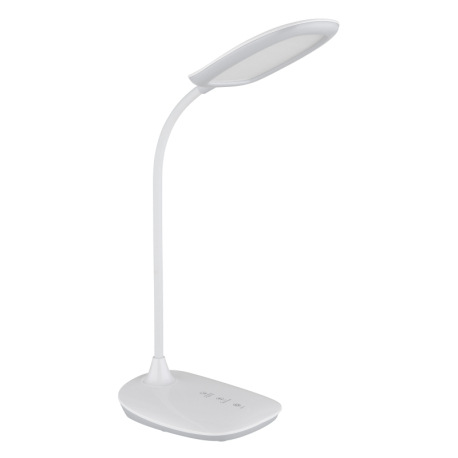 Stolové svietidlo, plast biely a satin., matný biely silikón, dotykové zapnutie/vypnutie/plynulé stm 2