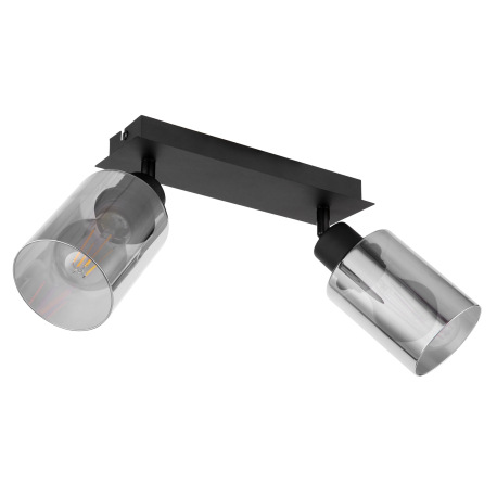 Nástenné svietidlo, kov čierny, dymové sklo, DxŠxV: 280x90x215mm, bez žiaroviek 2x E27, max. 15W 230 3