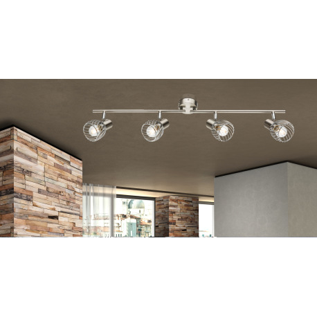 Stropné svietidlo, kov, nikel, chróm, nastaviteľné ramená, DxV: 800x160, bez žiaroviek 4xE14, max. 4 7