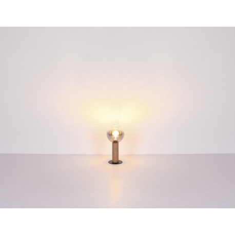 Stropné svietidlo kov čierny matný, MDF, imitácia tmavého dreva, dymové sklo, ø: 380mm, V: 300mm, be 6