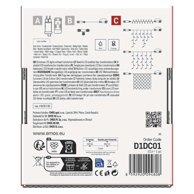 Standard LED spojovacia vianočná reťaz – sieť, 1,5x2 m, vonkajšia, studená biela 11