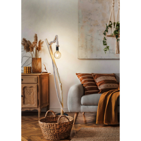 Stojacia lampa, drevo hnedé, nožný spínač na kábli, DxŠxV: 510x250x1500mm, bez žiarovky 1xE27, max. 5