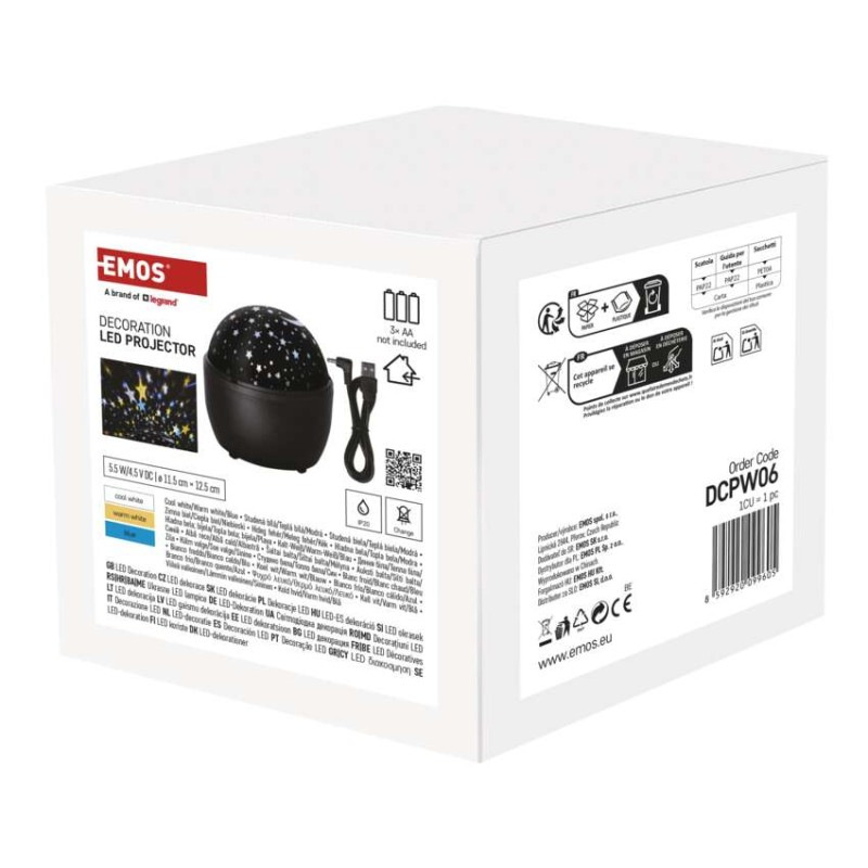 LED dekoratívny projektor – hviezdy, 3× AA, vnút. 3