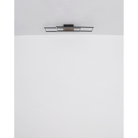 Stropné svietidlo, kov čierny, MDF vzhľad dreva tmavý, hliník čierny, plast biely, chróm, polohovate 8