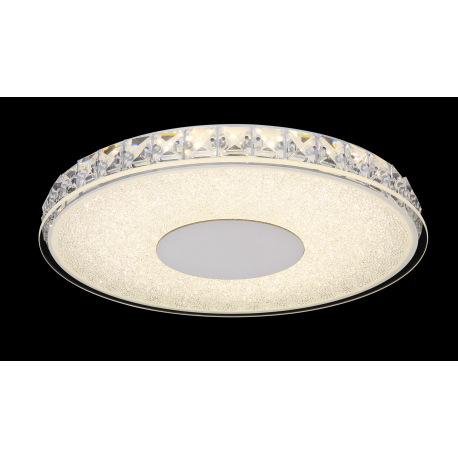 Stropné svietidlo, kov strieborný, sklo opál, plastové krištále priehľadné, Ø300, V:40, vrátane 1xLE 6