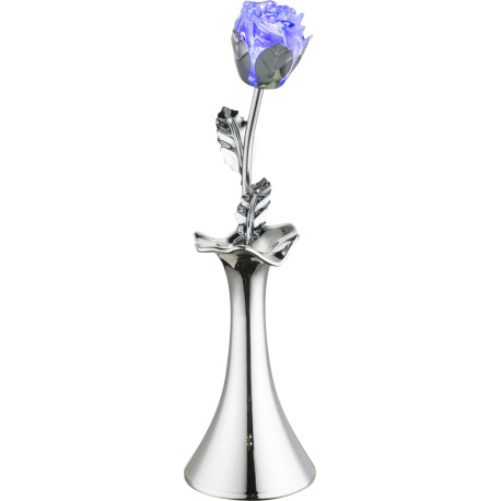 Stolová lampa, chróm, akryl, váza s ružičkou, vypínač, zmena farby svetla, bez batérií 3xAAA 1.5V, Ø 7