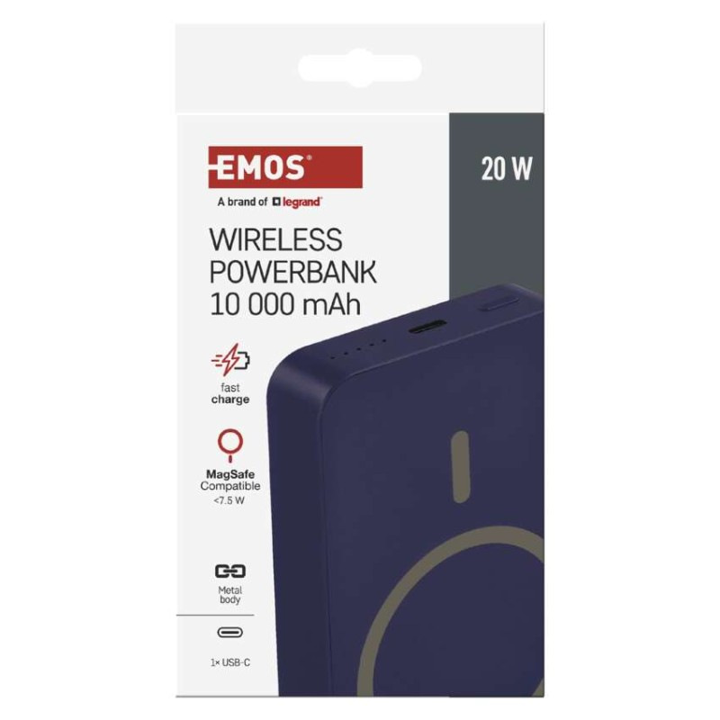 Power bank EMOS WI 1046, 10 000 mAh, 20 W+Wireless, modrá 13