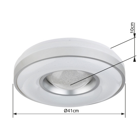 Stropné svietidlo, kov biely, akryl biely, strieborný, Ø410, V:100, vrátane 1xLED 24W 230V, 1340lm, 16