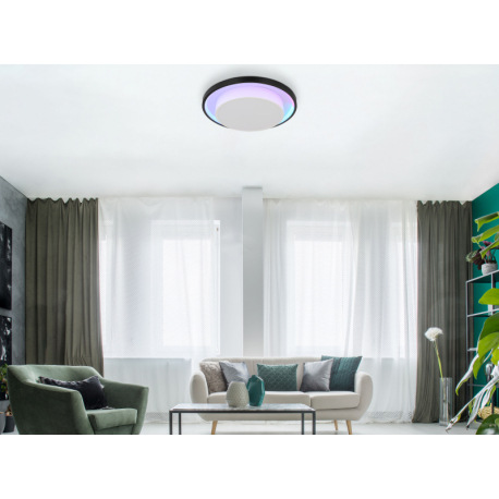 Stropné svietidlo kov čierny, akryl opál, stmievateľné, prepínanie funkcií nástenným vypínačom, RGB 1