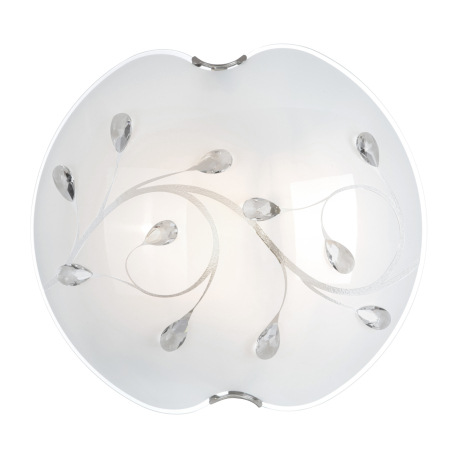 Stropné svietidlo, nikel matný, sklo biele, K5 kryštály priehľadné, Ø 400, V: 110, bez žiaroviek 3xE 5