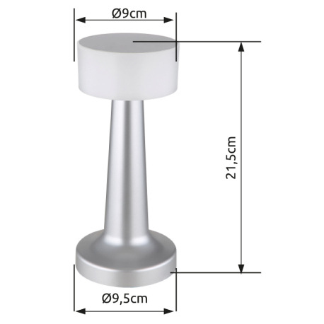Nabíjateľná stolová lampa, plast nikel, plast biely, dotykové zapnutie/vypnutie, plynulé dotykové st 13