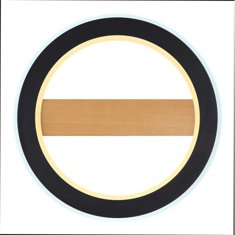 Stropné svietidlo, kov čierny, drevo tmavohnedé, akryl biely, ø: 450mm, V:55mm, vrátane LED 30W 230V 5