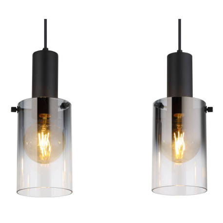 Závesné svietidlo, kov čierny, sklo dymové, priehľadné, kábel PVC čierny, možnosť skrátenia výšky, D 12