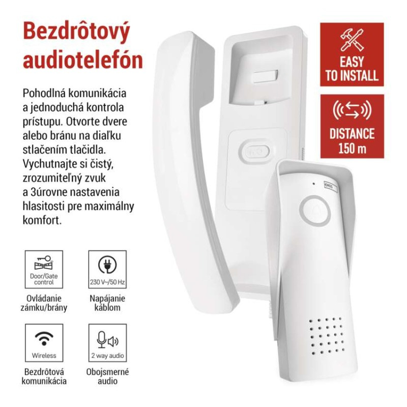 Bezdrôtová sada domáceho audio vrátnika H1088, 1 účastník 1