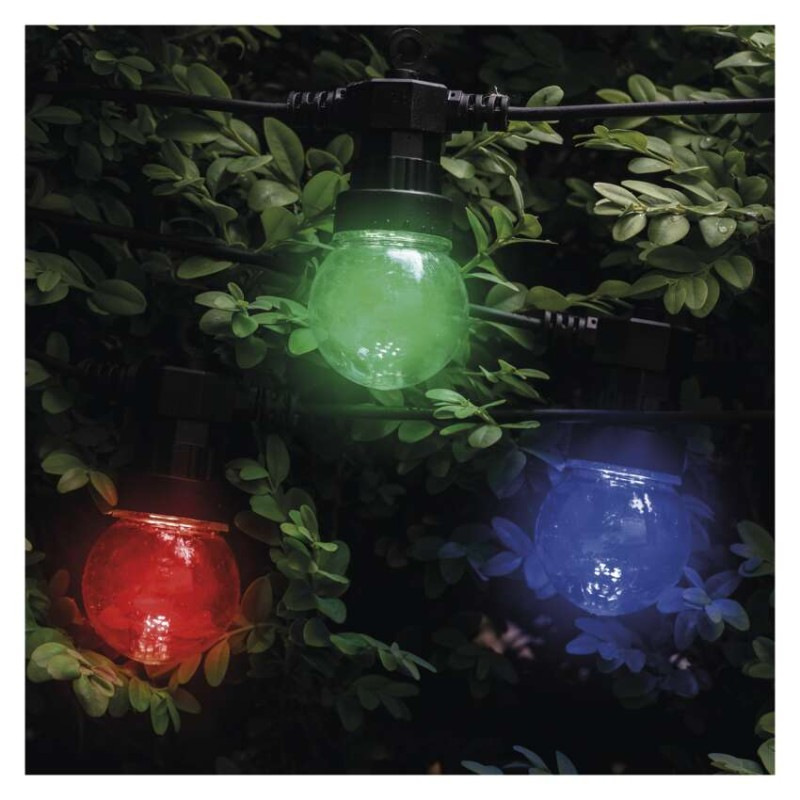 LED svetelná reťaz – 10x párty žiarovky, 5 m, vonkajšia aj vnútorná, multicolor 5