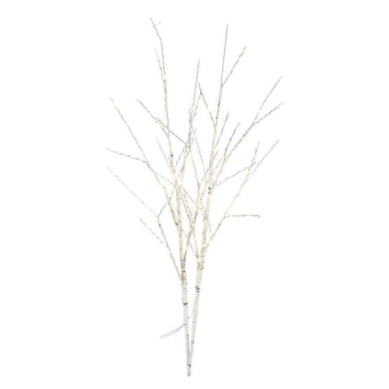 LED dekorácia - 2x brezová vetvička, 60 cm, 3x AA, IP44, teplá biela, časovač