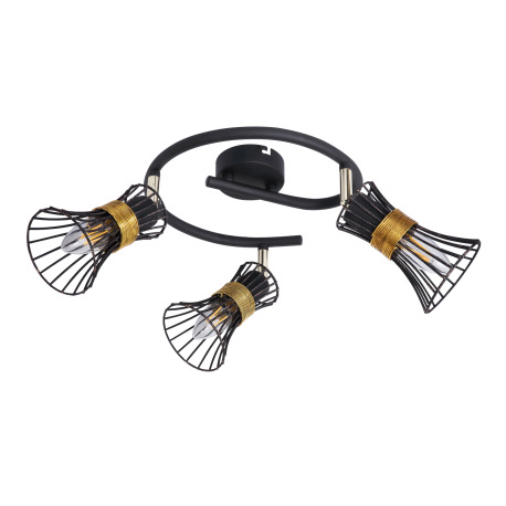 Stropné svietidlo, kov čierny a zlatý, kovové tyče čierne a zlaté, Ø250, V:220, bez žiaroviek 3xE14, 14