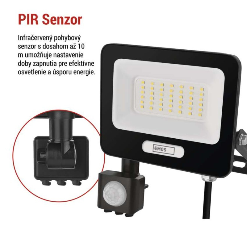 LED reflektor GLARO s pohybovým čidlom, 30 W, čierny, IP54, 3000 lm, neutrálna biela 7