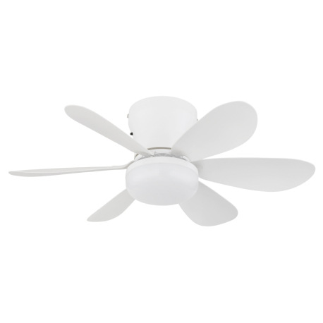 Stropný ventilátor, kov/plast, matná biela, stmievateľný, viacero rýchlostí pomocou nástenného vypín 3