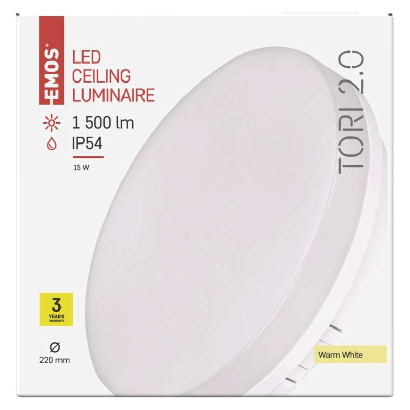 LED prisadené svietidlo TORI, kruhové biele 15W teplá b., IP54 7