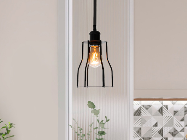 Závesné čierne kovové svietidlo 1 x E27 - ME0009 6