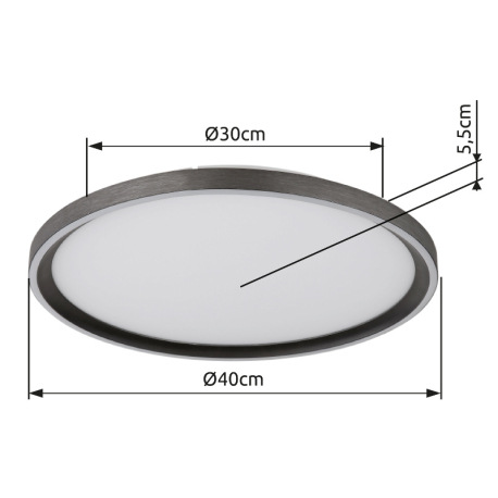 Stropné svietidlo, brúsený hliník sivý, akryl biely, silikón biely, stmievateľné, niekoľko úrovní po 12