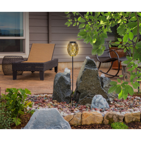 Solárne svietidlo, kov čierny, plast čierny, kov zlatý, vypínač, vrátane batérií AAA 300mAh 1.2V, IP 8