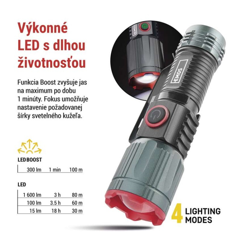 LED nabíjacie kovové svietidlo 300 lm, 700 mAh 5