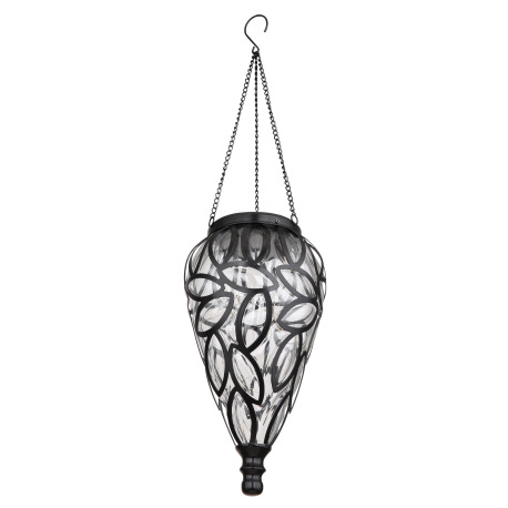 Solárne svietidlo, kov čierny, plast čierny, plast priehľadný, IP44, ozdobná kvapka na zavesenie, ak 12