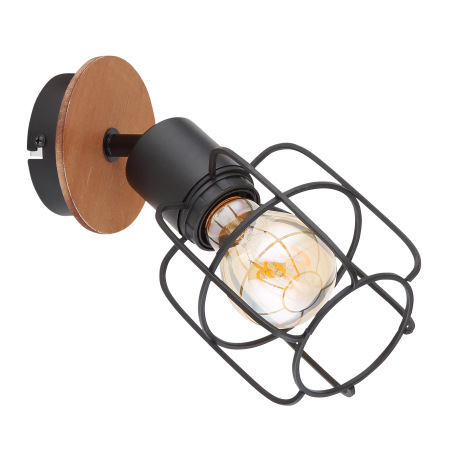 Nástenné svietidlo, kov čierny, drevo hnedé, ŠxV:110x210, H:220, bez žiarovky 1xE27, max. 40W 230V 3