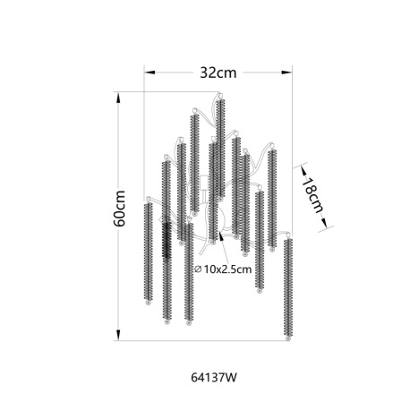 Nástenné svietidlo, kov chróm, pochrómovaný hliník, číre plastové krištále, ŠxV: 320x600mm, H: 180mm 7