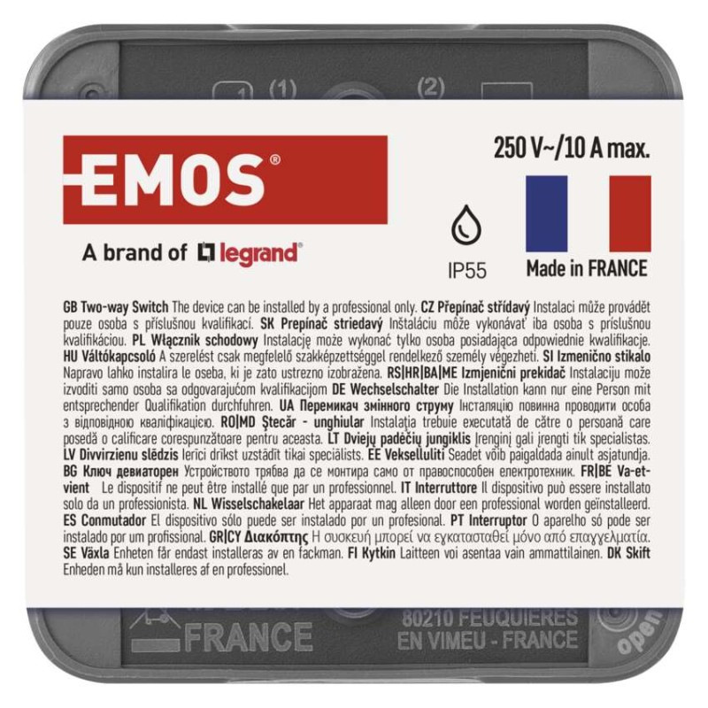 EMOS Cyklone prepínač nástenný Č.1,6 IP55 6