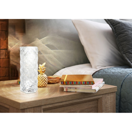 Nabíjateľná stolová lampa číry plast s krištáľovým efektom, dotykové zapnutie/vypnutie, stmievateľná 14