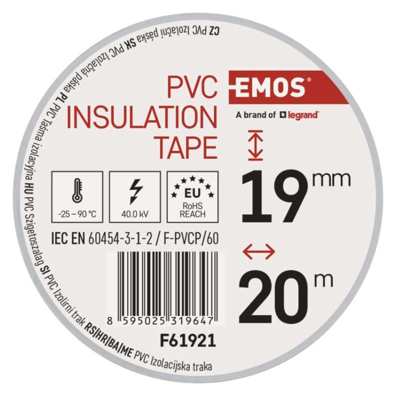 Izolačná páska PVC 19mm / 20m biela 2