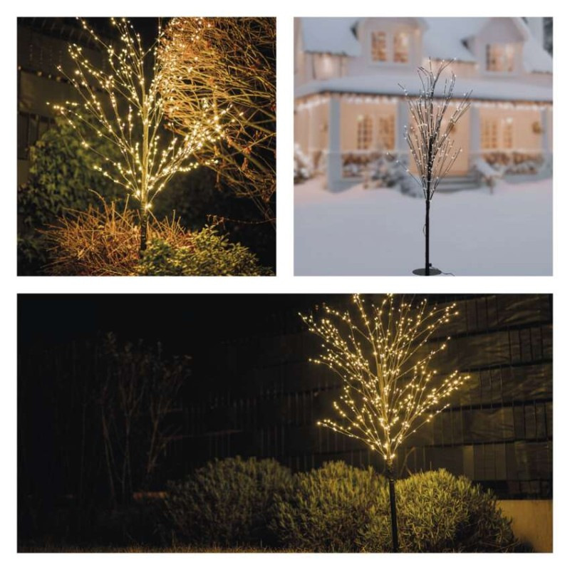 LED vianočný stromček, 120 cm, vonkajšia aj vnútorná, teplá biela, časovač 7