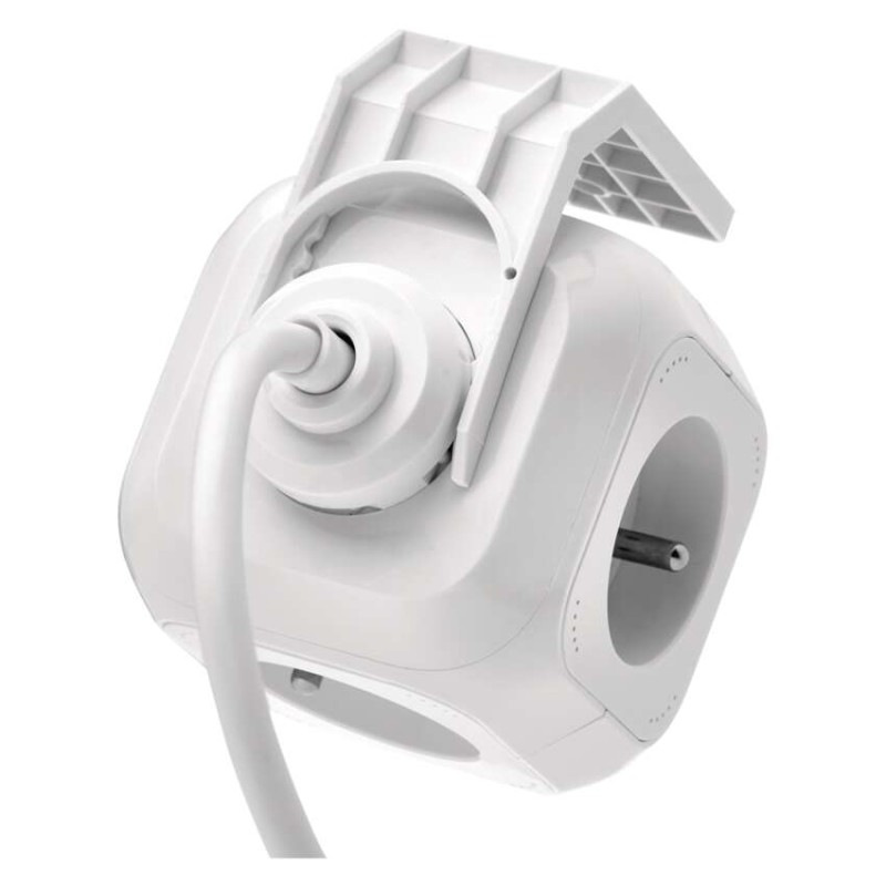 Predlžovací kábel - kocka 1,9 m / 4 zásuvky / biely / PVC / s USB / 1 mm2 5