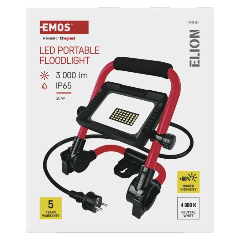 LED reflektor ELION 20W, červeno-čierny, IP65, 3000 lm, neutrálna biela 13