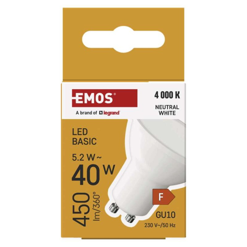 LED žiarovka Basic MR16 / GU10 / 5,2 W (40 W) / 450 lm / Neutrálna biela 3