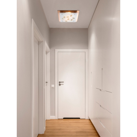 Stropné svietidlo, jantár, biele sklo, K5 kryštály champagne, spodné sklo jantár, DxŠxV: 335x335x85, 3