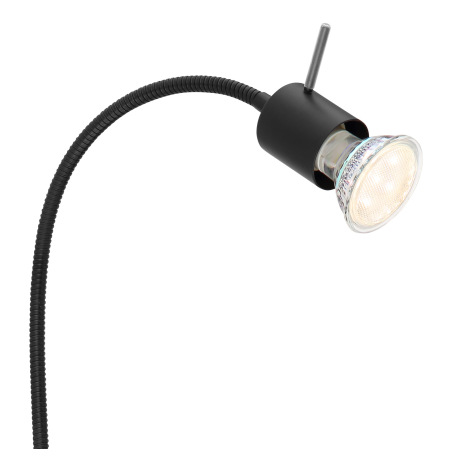 Nástenné svietidlo, kov čierny, Flexo, bez tienidla, vypínač, ŠxV:90x530, H:400, bez žiarovky 1xGU10 4